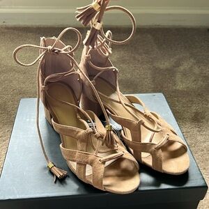 Michael Kors Suede Nude Sandal size 8 with Tie around Ankle